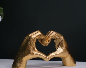 Large Gold Foil Heart Hands Sculpture Ornament