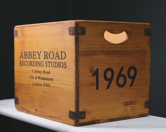 Abbey Road Print Wooden Record Vinyl Storage Box for 12 Inch LPs