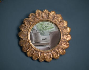 Hand-Painted Small Convex Wall Mirror: Ornate Gallery Wall Decor - Multiple Finishes Available