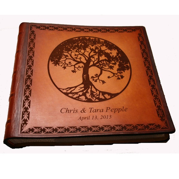 Tree of Life Custom Anniversary Photo Album by Sonshine Leather