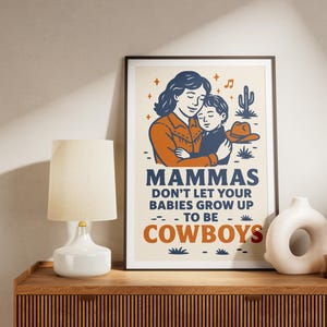 Waylon, Willie Poster, Lassen Sie Ihre Babys nicht zu Cowboys werden Wandkunst, Geschenk für Mütter, Landhausdekoration