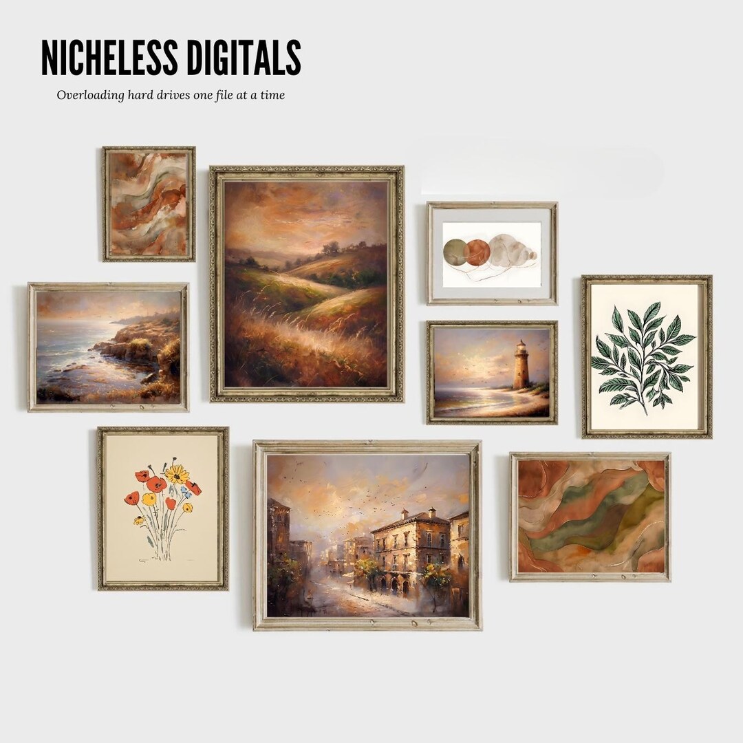 Printable Vintage Gallery Wall Art SET | Antique Prints Warm Aesthetic ...