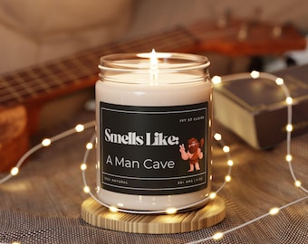 Sojakerze, Duftkerze, lustige man Höhle, Geschenk für Ihn, Wohnkultur, Einzigartige Kerze, Entspannungskerze
