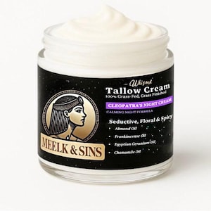 Cleopatra&#39;s night cream Beef Tallow Cream Natural Handmade Moisturizer  Face and Body Grass-Fed Tallow Balm Sensitive Skin & Dryness Relief