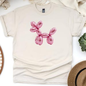 Hot Pink Balloon Dog Unisex Tee, Funny Dog Lover Shirt, Clean Design T-Shirt, Casual Tee, Lightweight Cotton Shirt, Pink Balloon Animal Tee