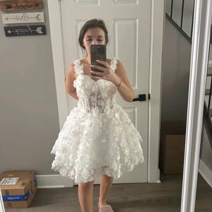 Mini wedding dress, Bridal party dress, short second wedding dress