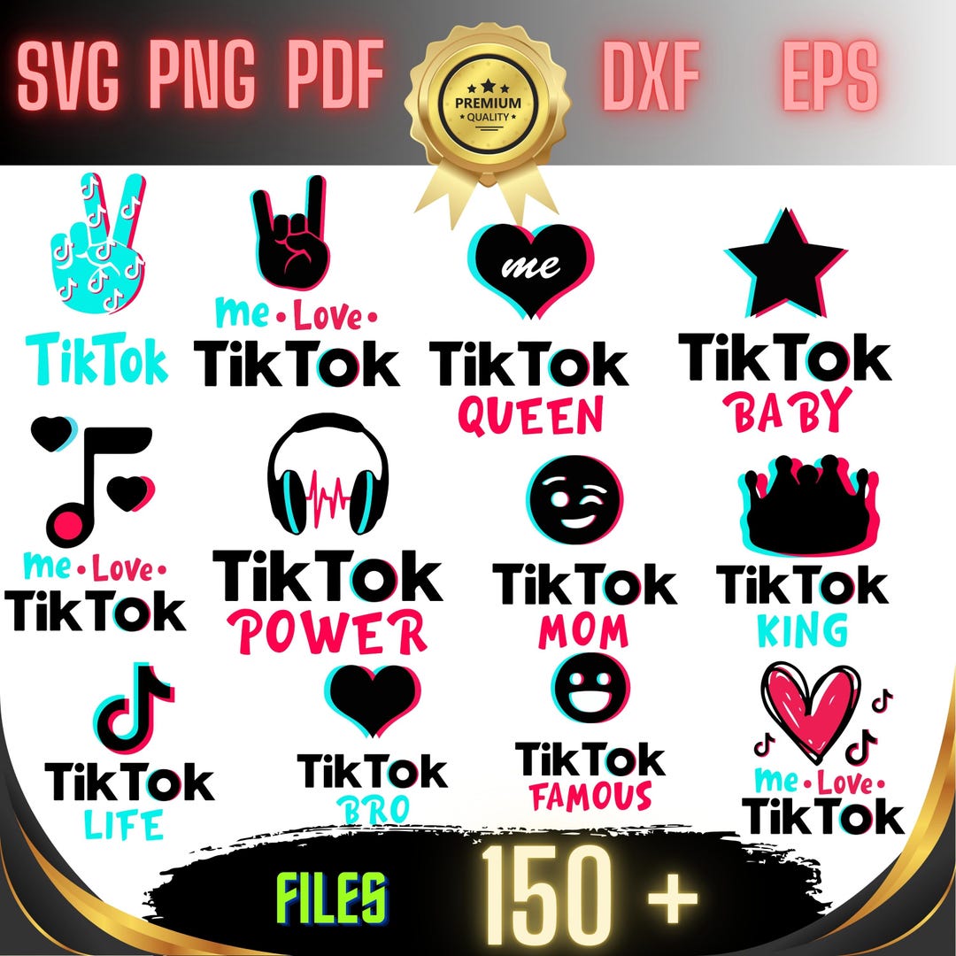 Tiktok SVG Bundle: 150+ Designs for Cricut, Silhouette (digital ...