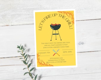 BBQ Invitation Template 5x7" - Editable Canva Summer Cookout Invite – Backyard BBQ Party Digital Download