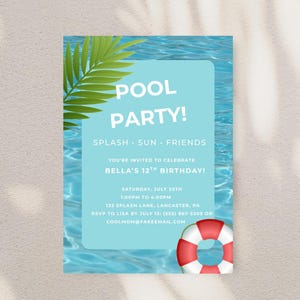 Bearbeitbare Pool-Party Einladung | Sommer Geburtstag einladen | Sofortiger Download Canva Vorlage