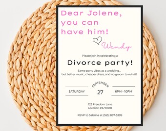Funny Divorce Party Invitation Template – Editable Canva Design (5x7 Printable)