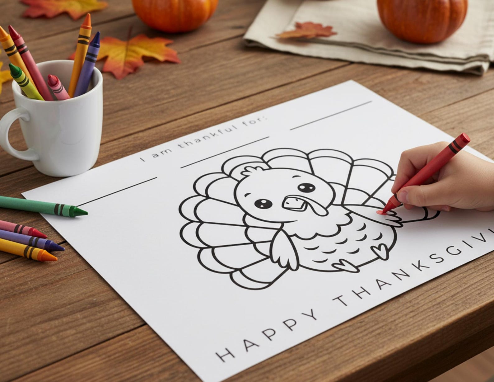 Thanksgiving Turkey Coloring Placemat | Kids' Activity Page (PDF) - Etsy