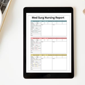 Nursing Report Sheet Printable | Patient Report Template, Shift Handoff Organizer, ICU Med Surg PDF | Instant Digital Download for Nurses