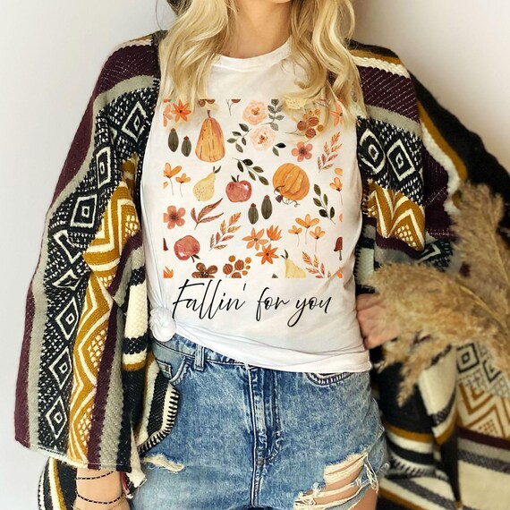Fall Vibes T-Shirt | Falling for Cozy Days Shirt, Autumn Aesthetic Tee, Pumpkin Season Gift for Her, Unisex Softstyle Top