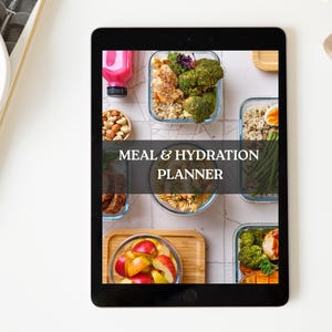 Meal and Hydration Planner Printable | Daily Food Log, Water Tracker, Nutrition Goals | PDF Wellness Journal | Instant Digital Download