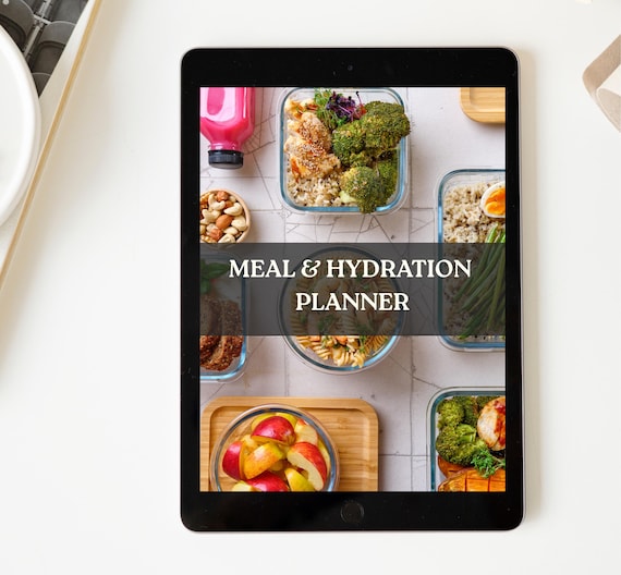 Meal and Hydration Planner Printable | Daily Food Log, Water Tracker, Nutrition Goals | PDF Wellness Journal | Instant Digital Download
