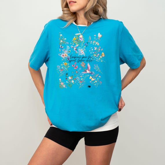 Wildflower Garden Lover Unisex Tee, Nature Lover Tshirt, Floral Print Shirt, Botanical Gift, Plant Enthusiast Top