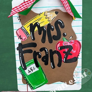 Personalized Hand Painted Clipboard - School Theme Design
