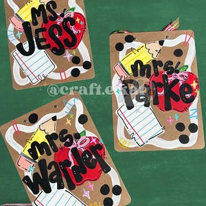 Personalized Hand Painted Clipboard - School Trio Theme (Apple, Paper, Pencil)
