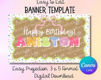 Banner Template - Colorful Happy Birthday Banner - Digital Download