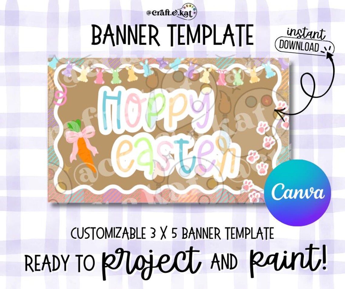 Hoppy Easter - Banner Mockup Template - Instant Digital Download - Etsy