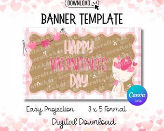Banner Template -Valentines Bouquet- Digital Download