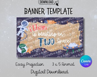 Banner Template - Blasting In TWO Space - Digital Download