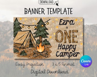 Banner Template - One Happy Camper 2 - Digital Download
