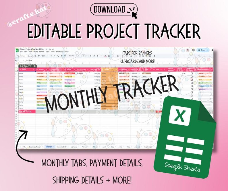 Editable Google Sheets Project Tracker | Instant Download | Cost of ...