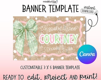 Girl Grad - Customizable Graduation Banner Template - Bow – Canva, 3x5