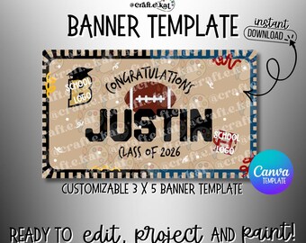 Graduation Banner - Sports - Instant Digital Download - Canva Template