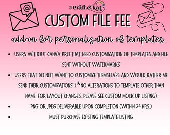Custom File Fee -Customization Fee -  Add on to purchased Template - Banner Design - Digital Download
