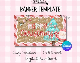 Süße Weihnachtsmann-Weihnachtsbanner-Vorlage - 90x150, Canva (Digitaler Download)