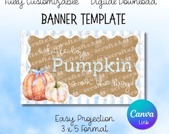Banner Template - Little Boy Pumpkin Baby Shower