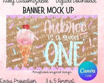Sweet One Banner TEMPLATE - Digital Canva File