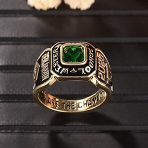 Anillo de campeonato de secundaria y universidad, anillo de graduación personalizado de 2026, anillo deportivo con sello de piedra natal personalizado, regalos de graduación