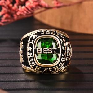 Personalized Graduation Ring, Custom High School Sports Class Ring for Men, College Engraved Signet Ring, 2026 Gold Junior Grad Ring