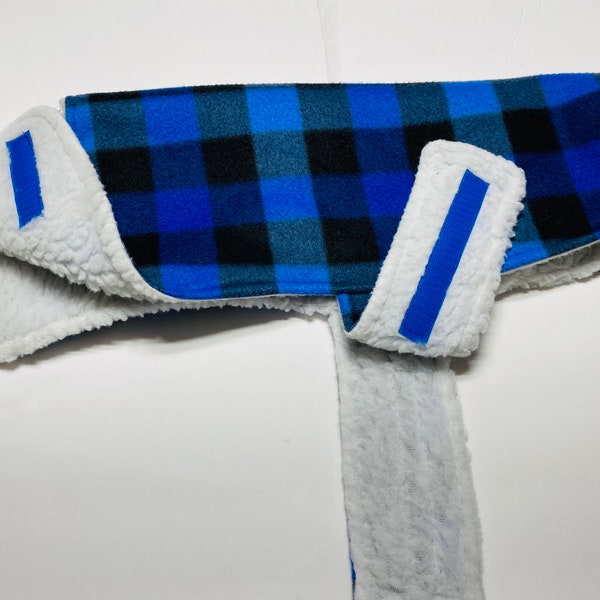 Blue Buffalo Plaid  - Reversible Sherpa - Dog Coat Jacket - For Puppy Adult Dog