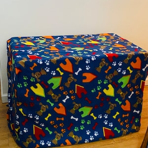Dog - Fleece - Dog Print - Large - Cage Crate Kennel Cover