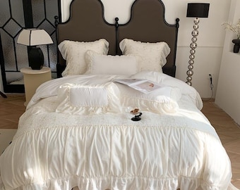 Lace Cotton Bedding Set: French Princess Style Quilt Cover