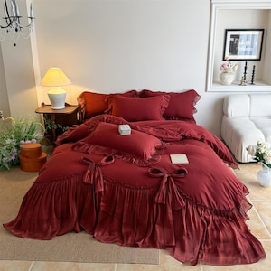 Funda nórdica de algodón Cherry Romantic solamente – Ropa de cama suave y elegante estilo princesa para niña