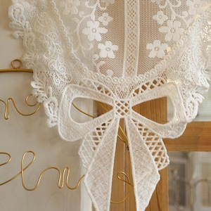 French Vintage Lace Curtain: Bow & Branch Design, Custom Size