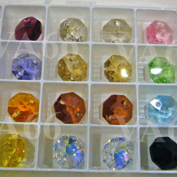 Seltene Eingestellt von Swarovski 8p Octagon 14mm 8116 Prism 6404 2-Loch Swarovski Crystals Austria Col Choice Lose Perlen Schmuckherstellung