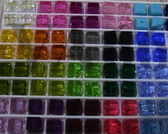Discontinued 12p 5601 6mm Swarovski Crystals Cube 24 Color Choices Loose Beads Cubes Jewelry Making Parts Findings