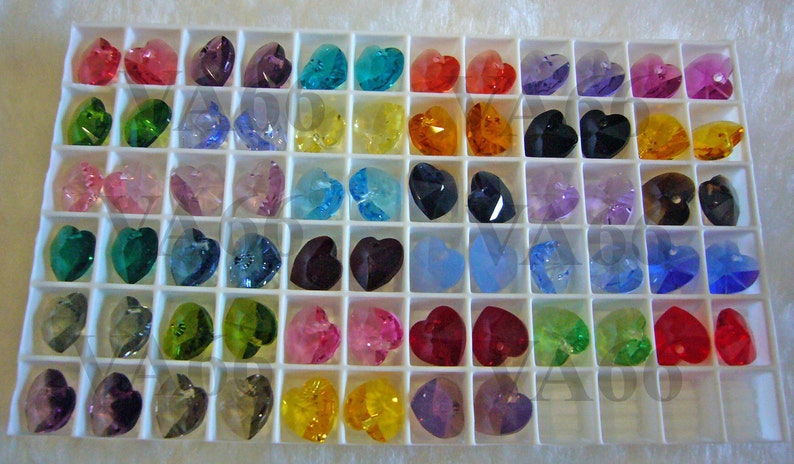 Discontinued New Colors 34 Colors 10mm Heart Pendant Swarovski Crystal 6202, 6228 10pcs U Choose Colors Craft Beads Jewelry Making image 1