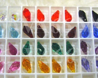 8p 11mm Swarovski Crystal 6000 Teardrop Beads Colors Loose Crystal