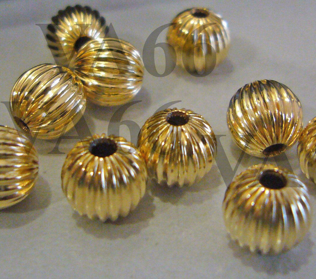 New 4mm 14k Gold Filled Corrugated Round Spacer Beads 6pcs. - UK