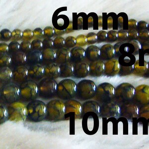DIY Gold Yellow Agate 6mm 8mm 10mm Gemstone Smooth Round Gemstones 14.5&quot; Full Strand Loose Beads Jewelry Making Genuine Semi Precious Craft