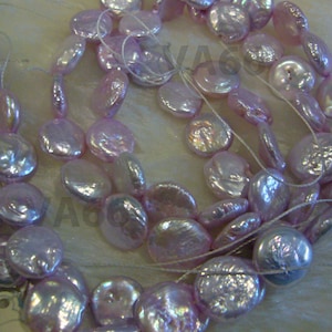 DIY 15" Fresh Water Pearls Coin Button Round Shape Puffy Flat Pearl Beads Purple Loose Beads Pearls Jewelry Making Supplies 9mm to 12mm