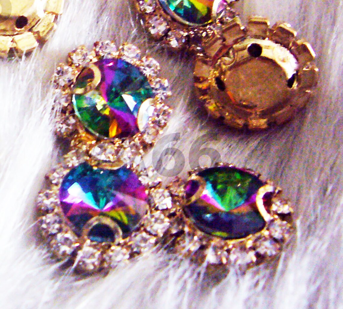 Round Sew On Rhinestones Crystal VM 8mm DIY 8p 13mm 4 hole Etsy