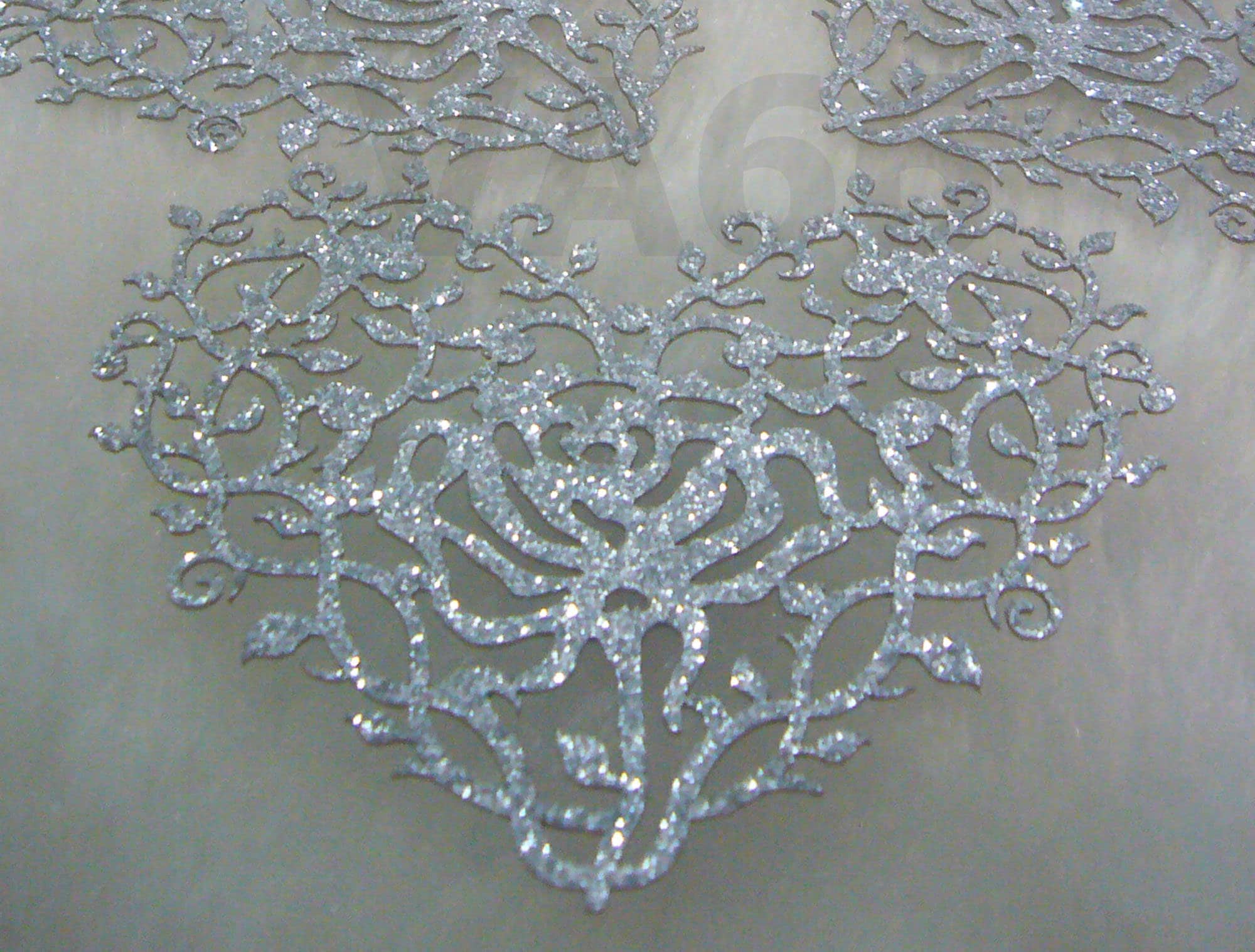 5p Glitter Silver Rose Gold Iron on Heart Big Patch Applique Dokoh ...